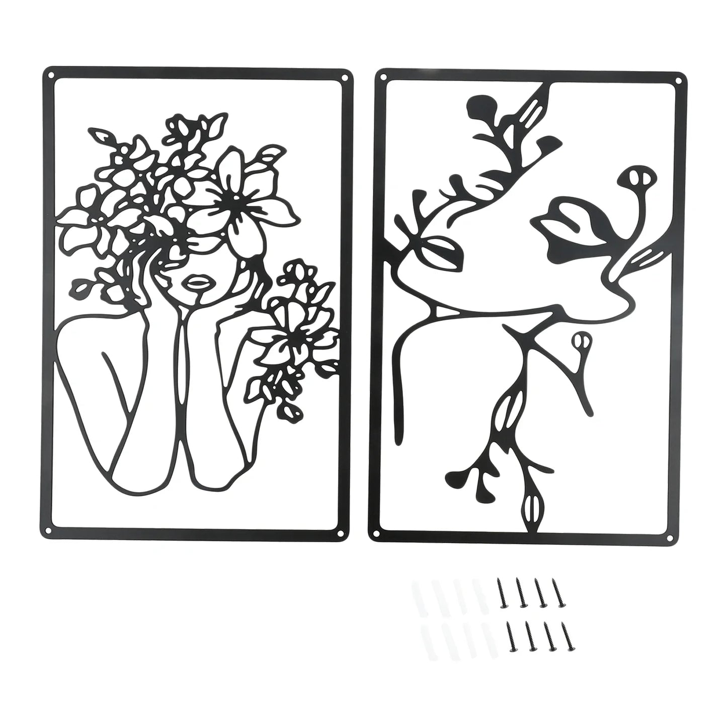 Metal Abstract Female Wall Art Set of 4 – Modern Line Art Décor