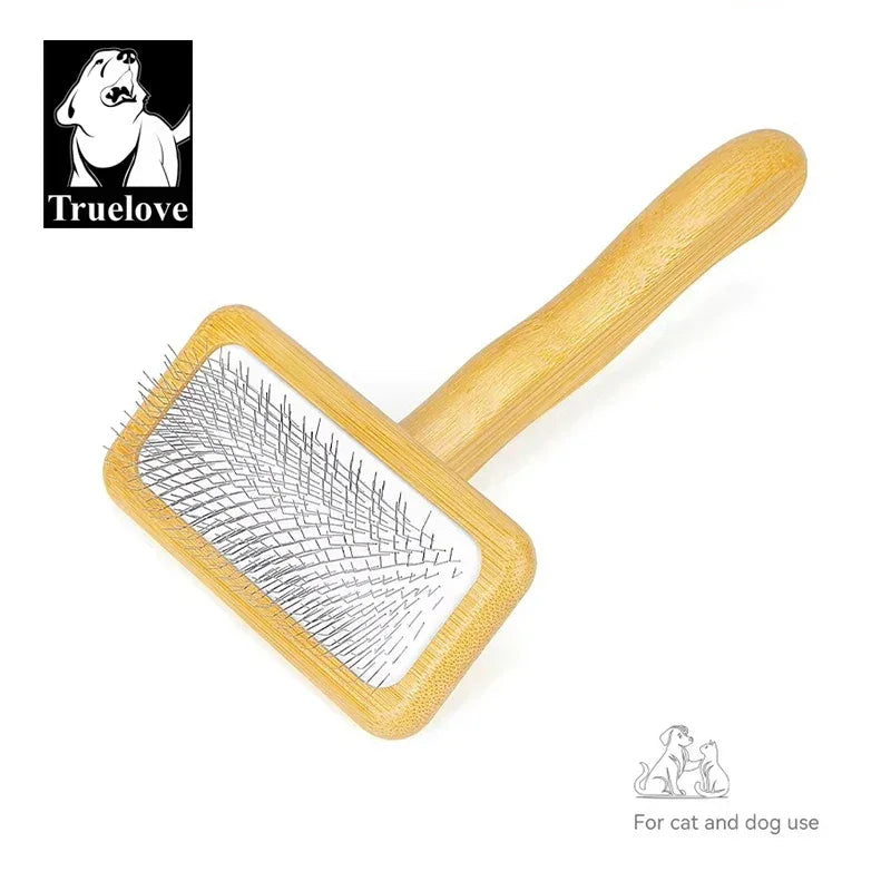 Truelove Pet Slicker Brush for Dogs & Cats–Soft Deshedding Grooming Comb, Bamboo Handle, Removes Loose Hair & Tangles TLK20131 Peaceful Pleasures Health and Wellness Original bamboo M China Mainland