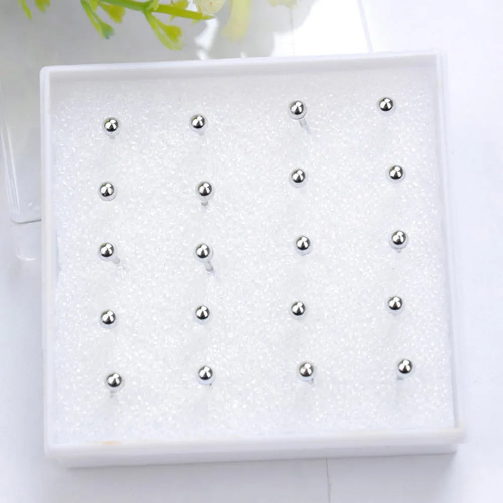 10 Pairs Gold Plated Silver Ball Bead Earrings Ear Studs Jewelry