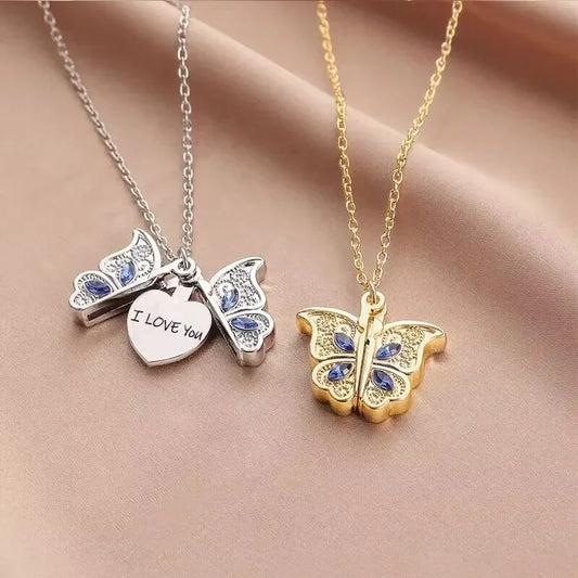 Butterfly "I Love You" Openable Pendant Necklace for Women Pendant Necklace Oasis Select