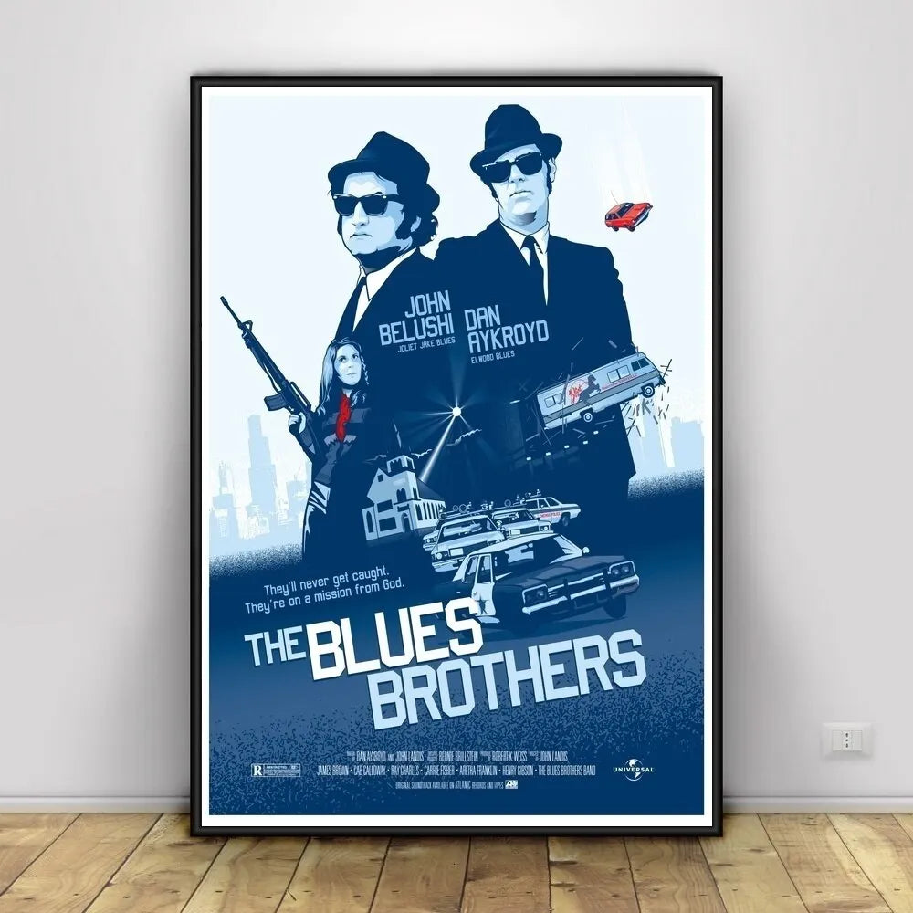 Vintage Blues Brothers Canvas Wall Art Classic Movie TV Show Poster Retro Print for Home Bedroom Living Room Decoration Peaceful Pleasures Health and Wellness 10 20x30cm Unframed