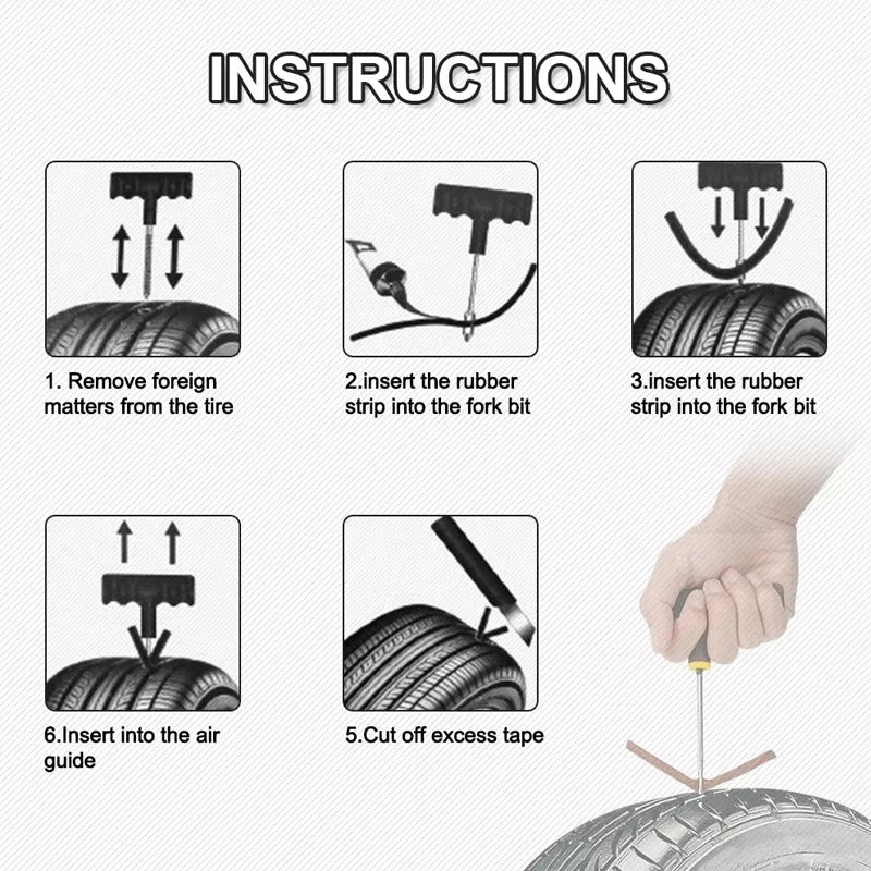 Universal Car Bike Motorcycle Tire Repair Tubeless Puncture Fix W