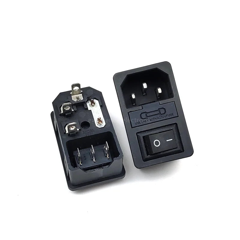 AC Power Socket with Light Fuse Card Type 3-in-1 Rocker Switch 3 Pin IEC320 C14 Inlet Power Socket 10A 250VAC Male Connector Peaceful Pleasures Health and Wellness Black without lights 10PCS