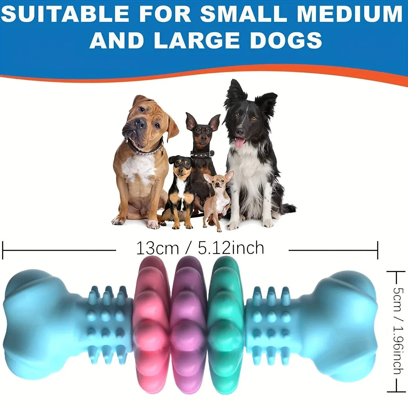 Indestructible Dog Chew Bone Toy | Durable TPR, Teeth Cleaning