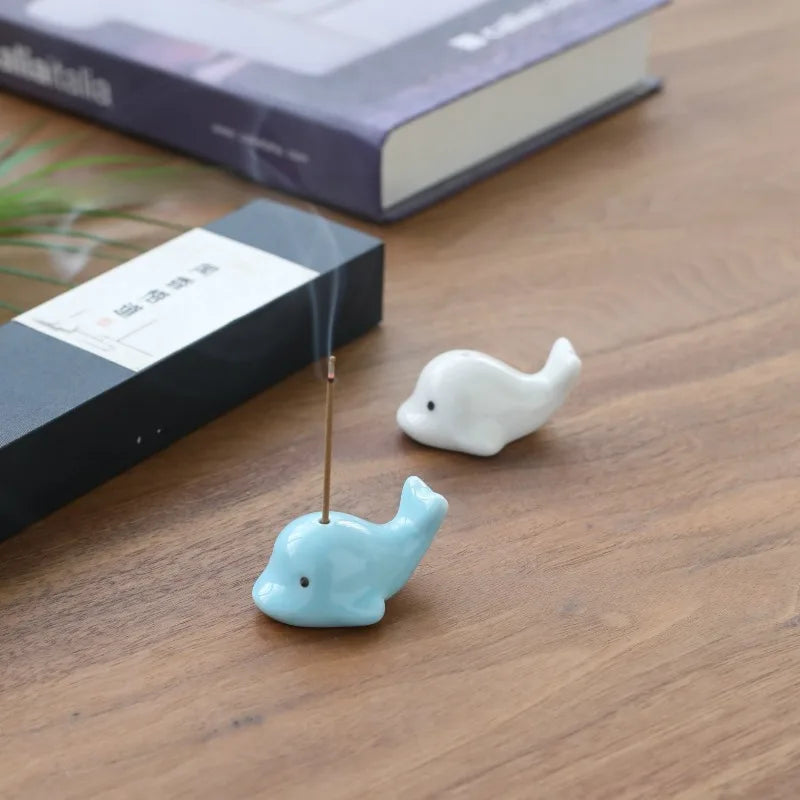 Creative Cute Small Whale Incense Burner Sandalwood Stick Incense Holder Aroma Censer Indoor Tea House Ornaments Home Decor Peaceful Pleasures Health and Wellness