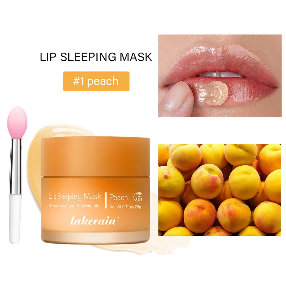 Lip Sleeping Mask Nourishing Overnight Lip Treatment Vitamin C Moisturizer Butter Hydrating Dry Flaky Lips Skin Care Peaceful Pleasures Health and Wellness 01 peach and brush