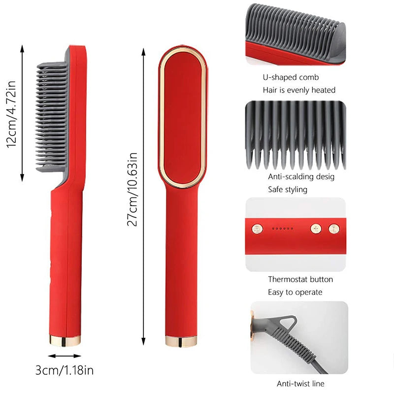 Hair Straightener Hot Comb Curling Iron Multi-speed Electric Straightening Comb Curling Iron Hair Brush 2023 Hot Sale Peaceful Pleasures Health and Wellness