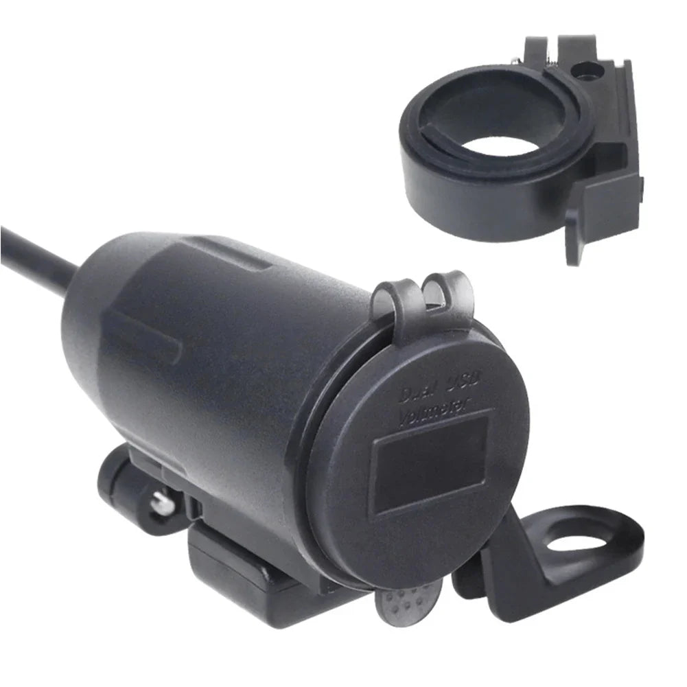 Dual QC 3.0 Waterproof Motorcycle USB Charger with Voltmeter
