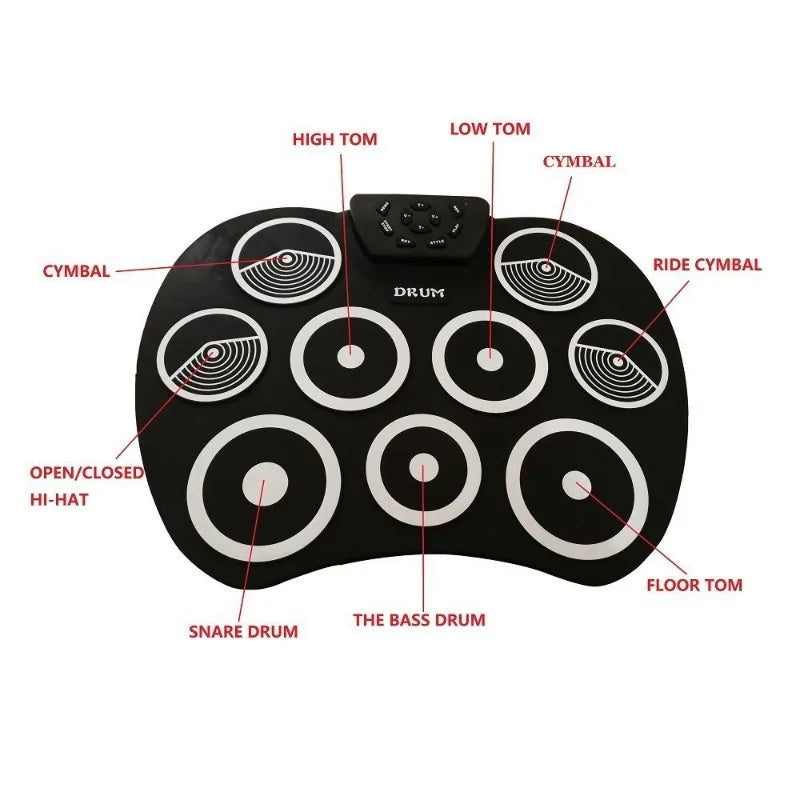 Portable Electronic Drum USB Roll Silicon Digital 7 Suitable