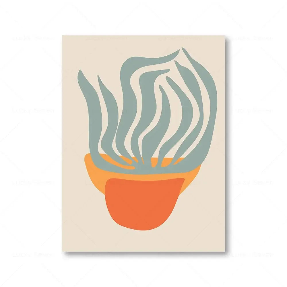 Retro Botanical Abstract Floral Canvas Wall Art Print | Unframed