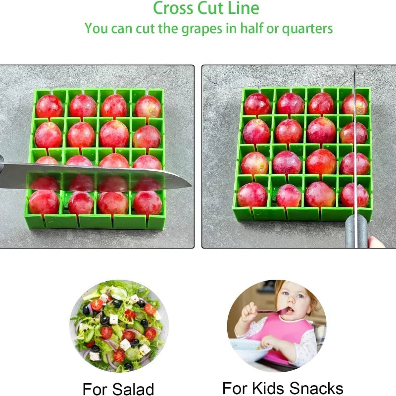 New Product Ideas Slicer Home Kitchen 16pcs Grapes Cherry Tomatoes Salad Cutter Slicer Half or Quarter Cutting 16Pcs at a Time Peaceful Pleasures Health and Wellness
