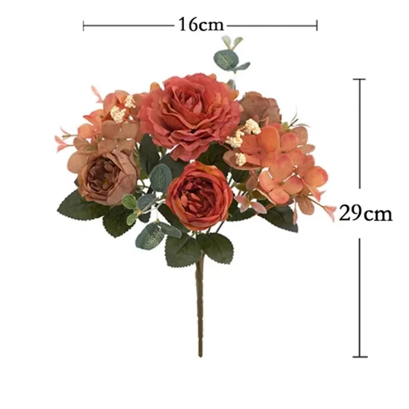 Retro Hydrangea Core Fake Peony Bouquet Simulation Wholesale Wedding Staircase Decorative Artificial Flowers Silk Flowers Peaceful Pleasures Health and Wellness
