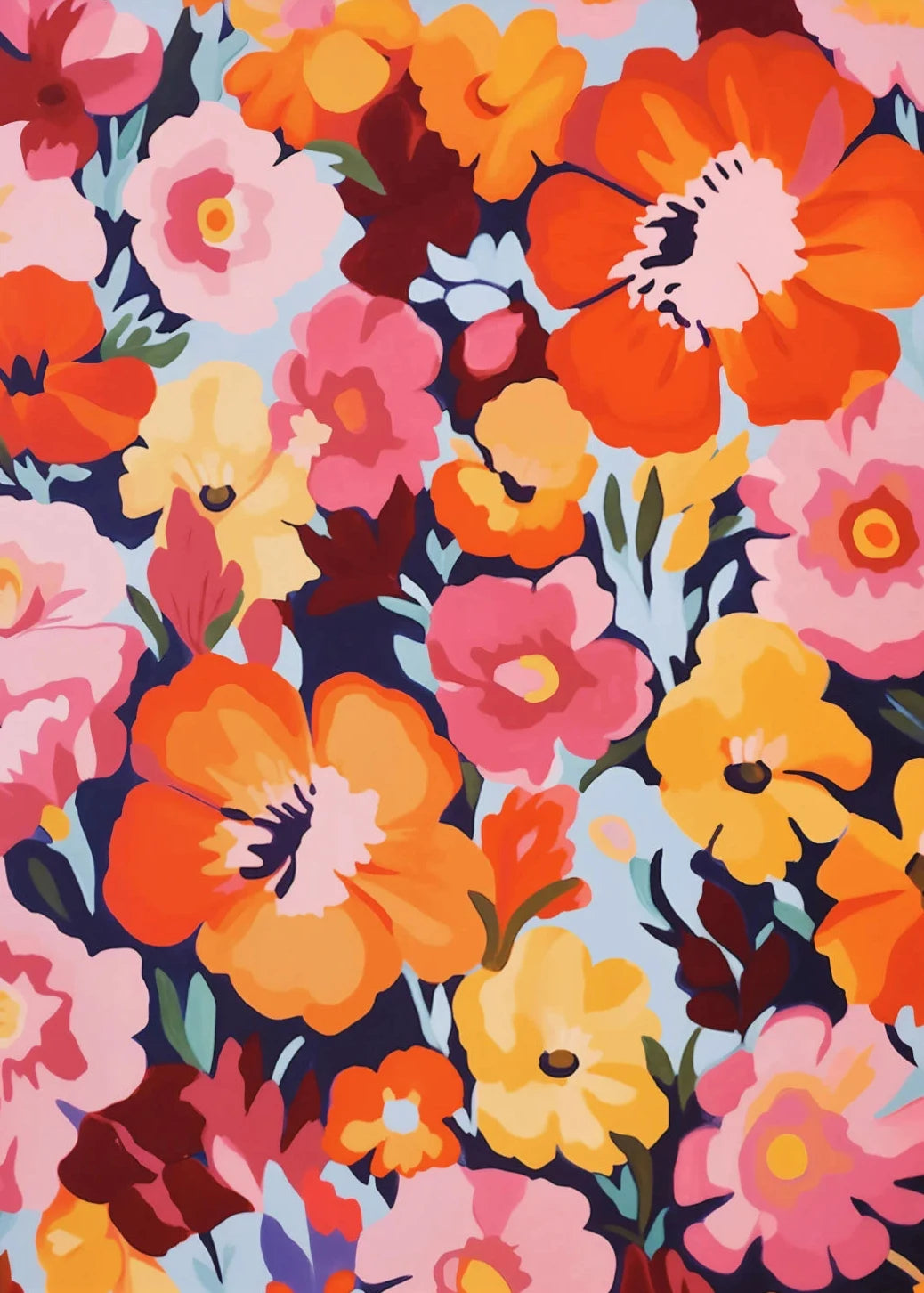 Gouache Wildflower Botanical Canvas Wall Art | Spring Floral Print