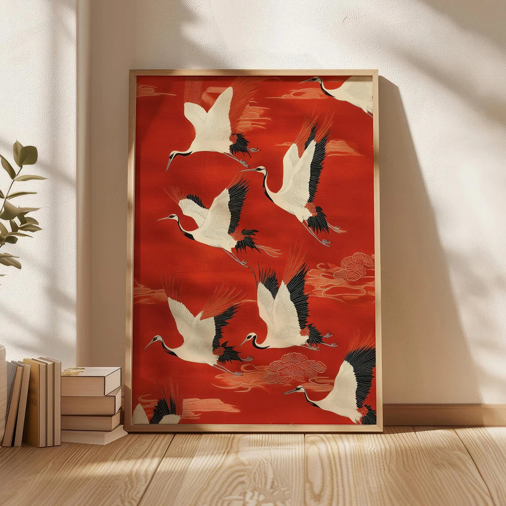 Sage Green Gold Japandi Art Print Flying Birds Wall Art Abstract Sun Art Living Room Decor Japanese Wall Art Bedroom Decor Gift Peaceful Pleasures Health and Wellness