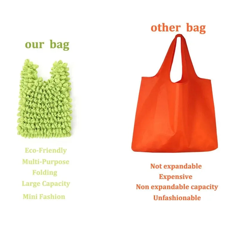 Expandable Bubble Tote Bag | Crinkle Pleated Collapsible Purse