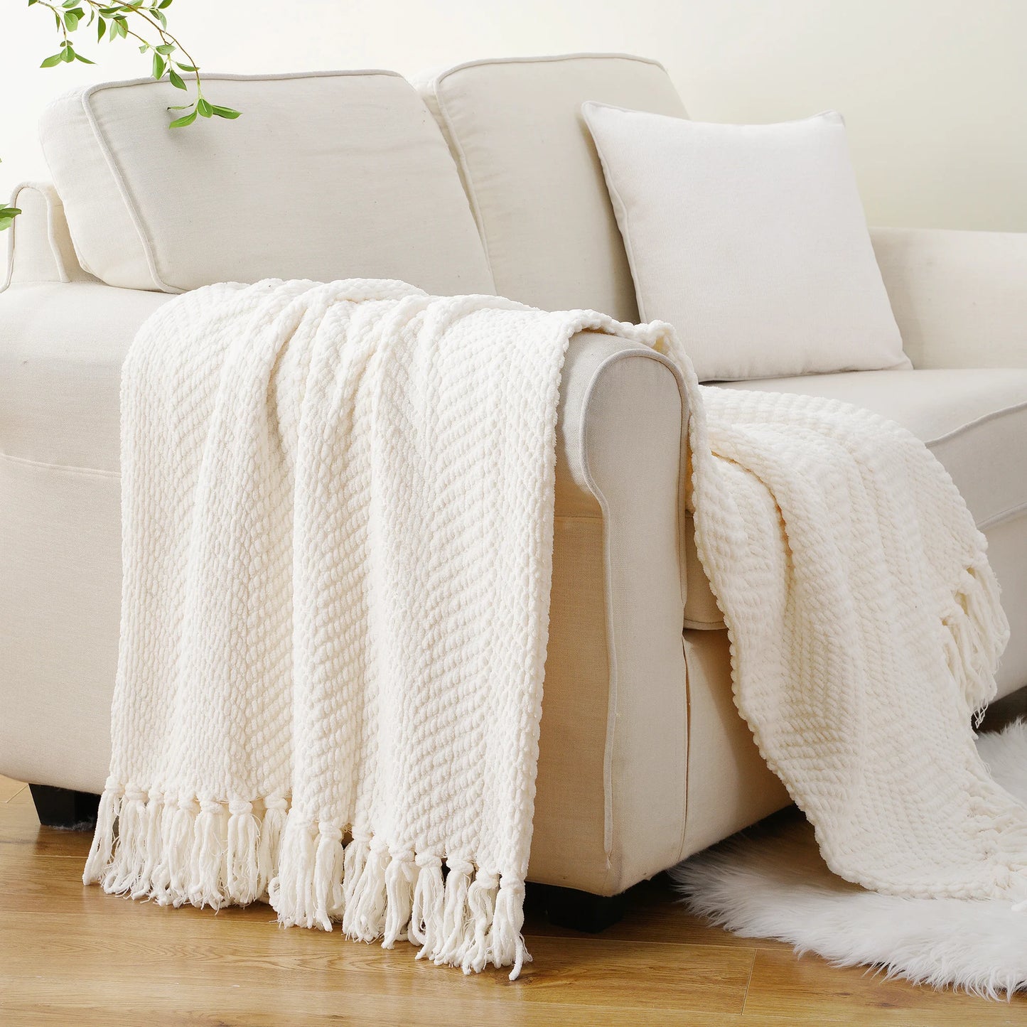 Battilo Chenille Knit Throw Blanket | Soft Couch & Sofa Throw