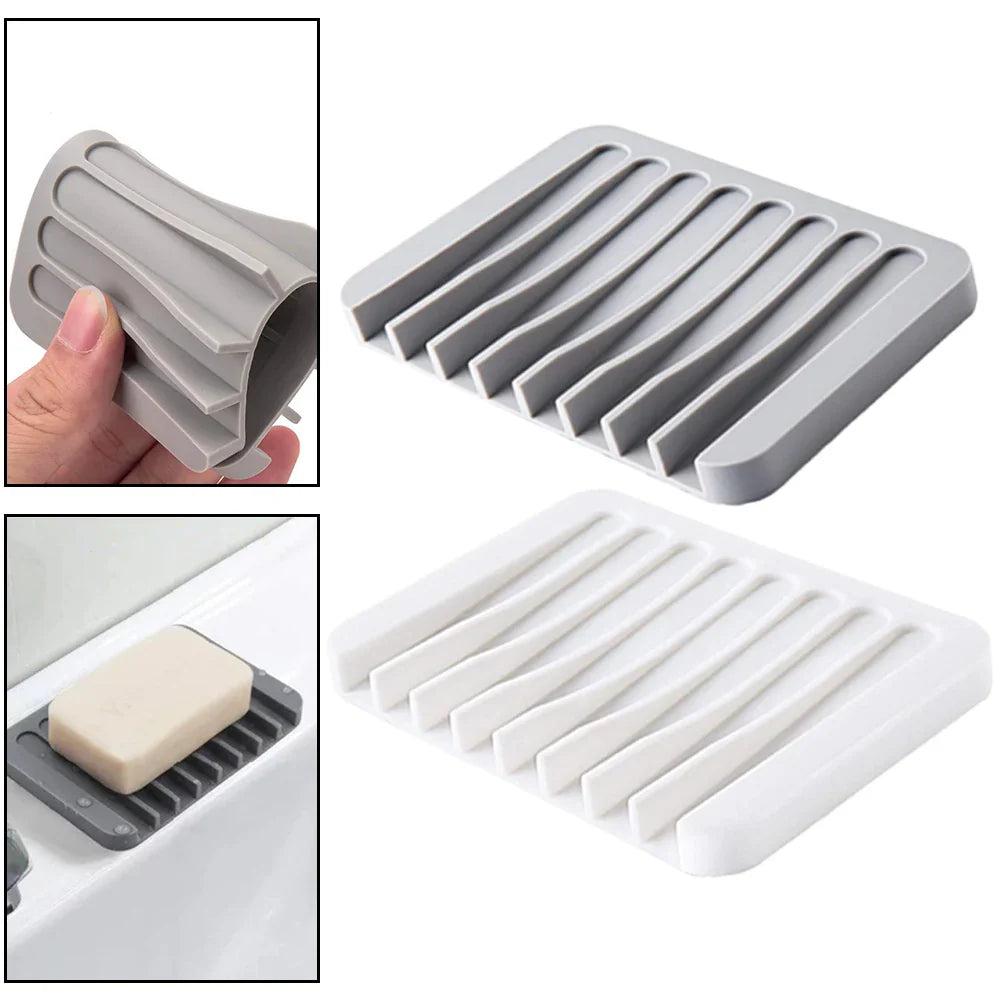 Silicone Self-Draining Soap Dish & Sponge Tray | Kitchen & Bath