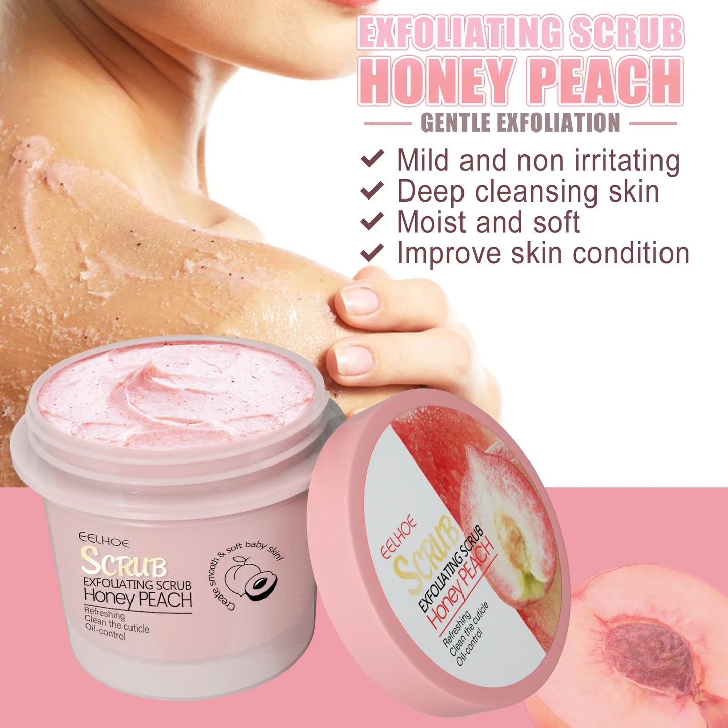 EELHOE Honey Peach Body Scrub – Exfoliate & Glow 100g