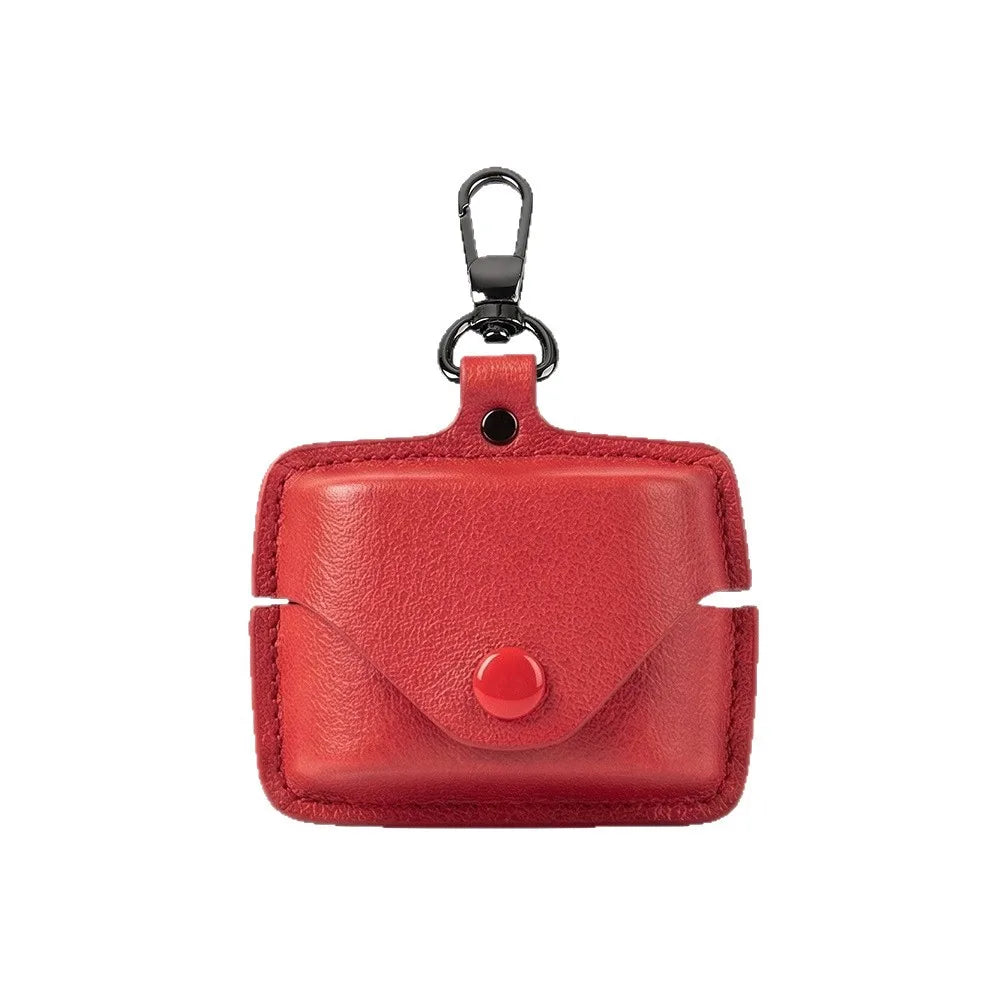 Snap-On Design Solid-Color PU Leather Case For Sony WF-1000XM6 Earbuds A Stylish And Practical Carrying Case Peaceful Pleasures Health and Wellness Red