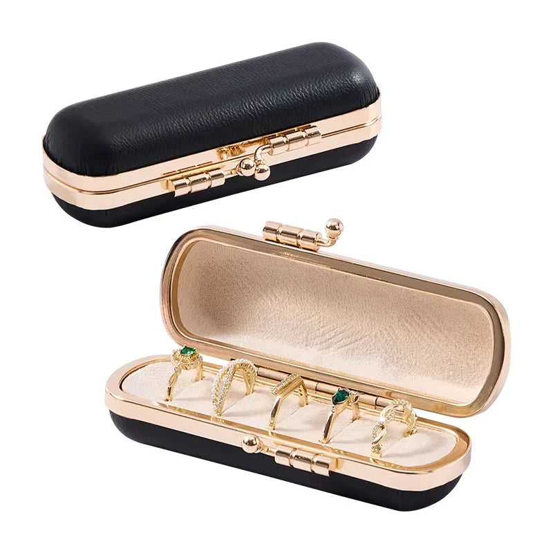Mini PU Leather Ring Box | 5-Slot Travel Jewelry Organizer