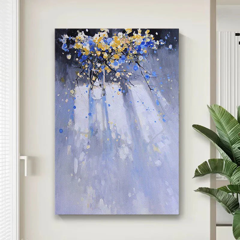 Unique Gift Beautiful Purple Flowers Picture Hand Painted Oil Painting On Canvas Wall Art Poster Mural For Living Room Entrance Peaceful Pleasures Health and Wellness No frame 50cmx60cm
