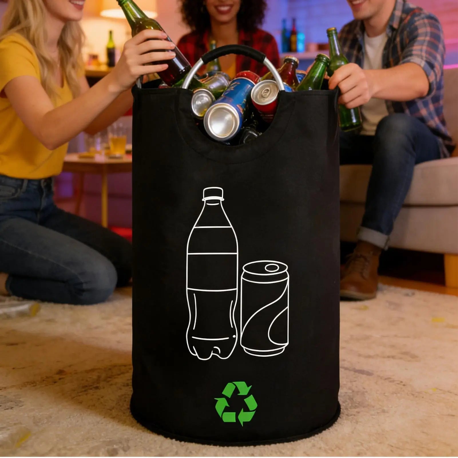 82L Recycling Trash Bags Storage Container Recycling Container with Double Handles for Bedroom Dorm College Home Kitchen Peaceful Pleasures Health and Wellness