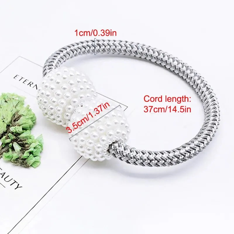 2PCS Large Pearl Curtain Tieback Buckle Modern Simple Curtain Strap Rope No Punch Window Decoration Accessories Peaceful Pleasures Health and Wellness