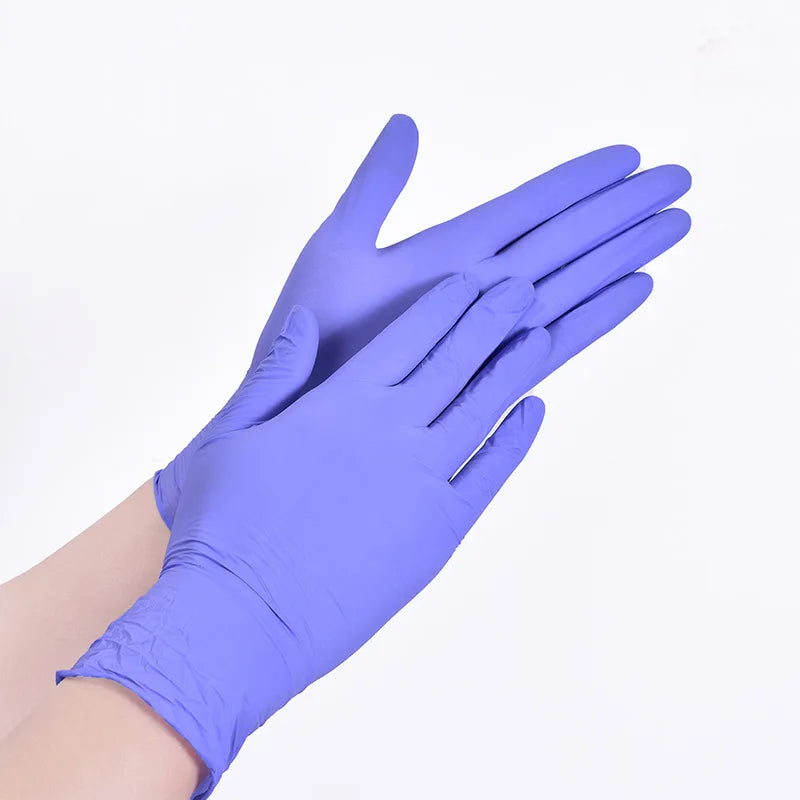 Disposable Nitrile Gloves Multi-color Auto Repair Food-grade Nitrile Gloves Thickened Durable and Comfortable 50pcs/100pcs Peaceful Pleasures Health and Wellness purple-100pcs M
