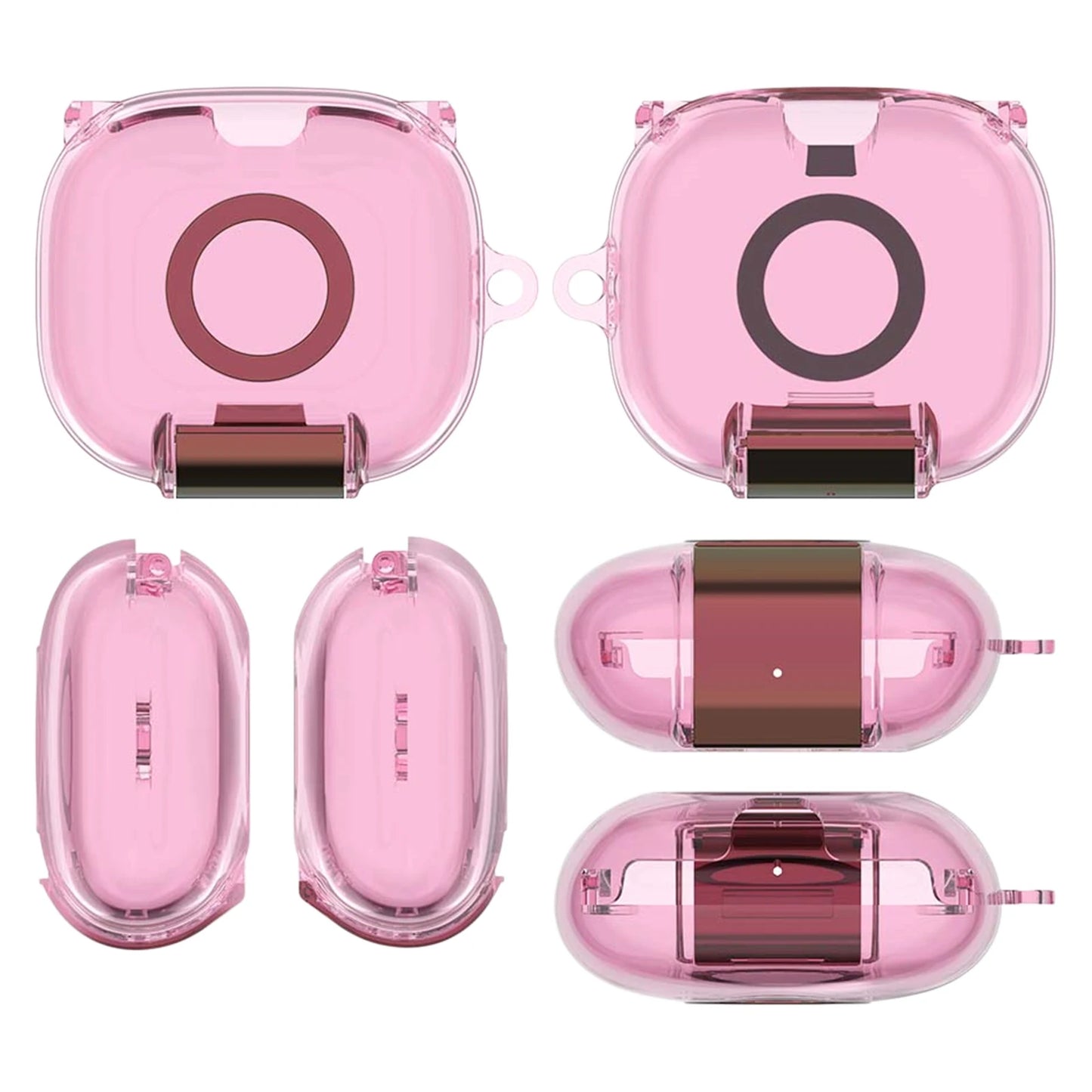for Powerbeats Accessories TPU Earphone Case with Safety Lock and Carabiner Clear Cover Case Anti Drop Earbuds Accessories Peaceful Pleasures Health and Wellness Transparent Pink