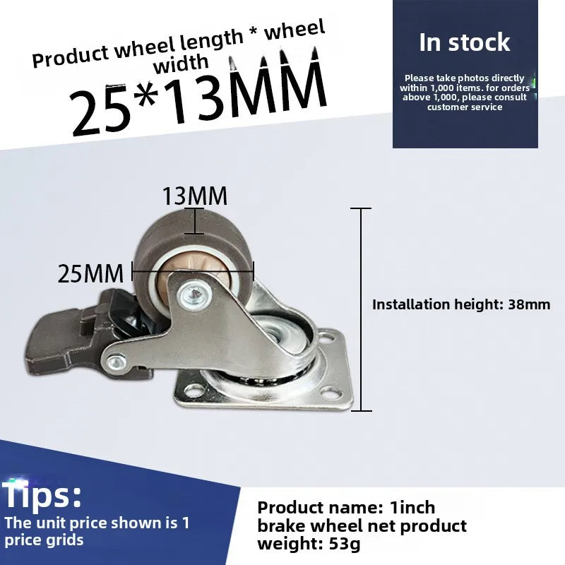 4-Pack Swivel Furniture Caster Wheels – Soft Rubber 1–2 Inch