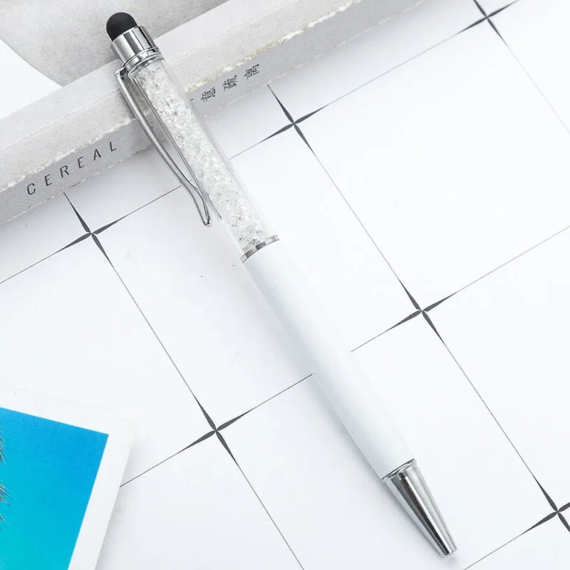 Diamond Ballpoint Pen Stylus For Touch Screen Pen Universal Tablet Touch Pencil For Phone Accessories Electrostatic Touch Pen Peaceful Pleasures Health and Wellness White