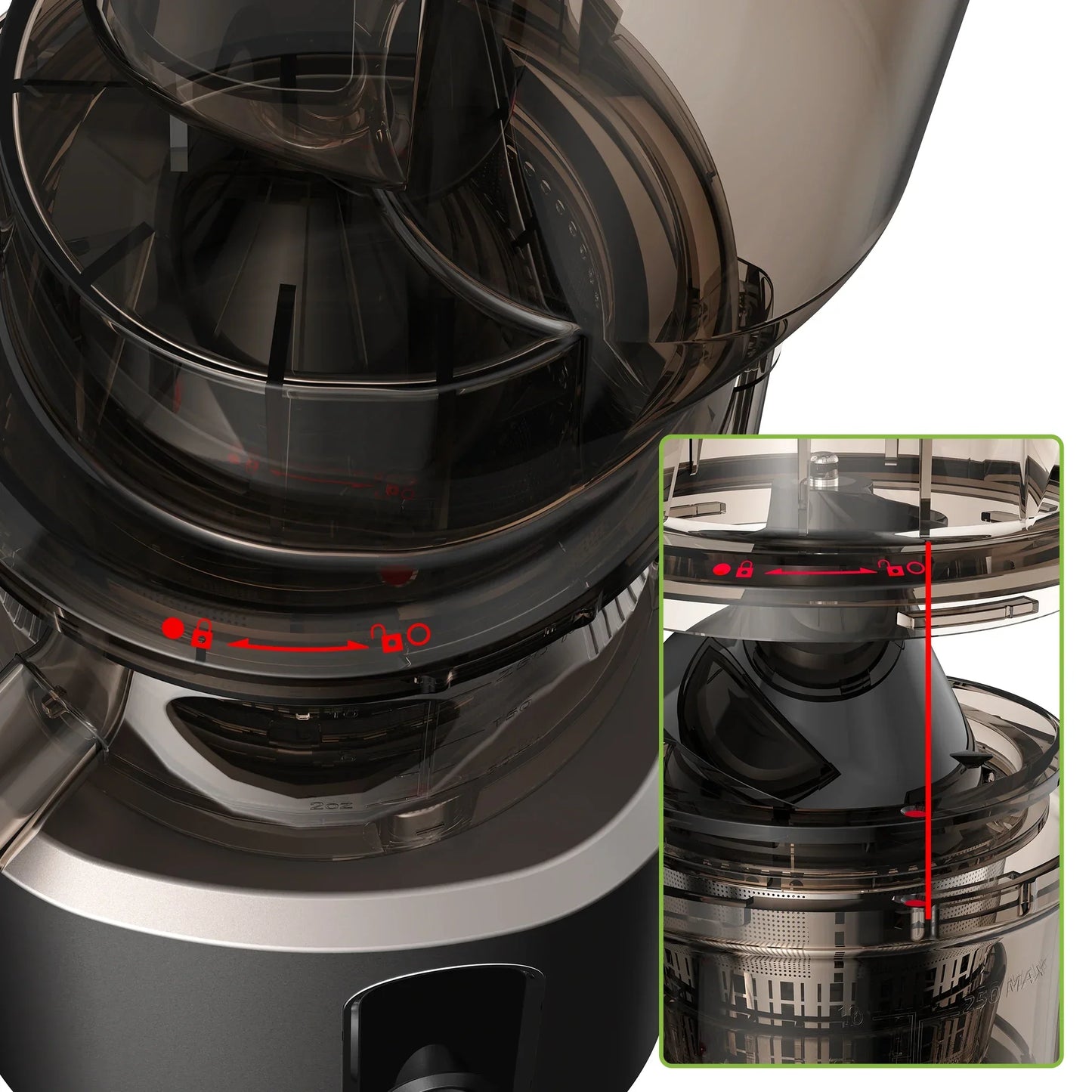 BioloMix Cold Press Juicer – 75mm Feed Chute, 200W, Quiet Motor Juicer BioloMix