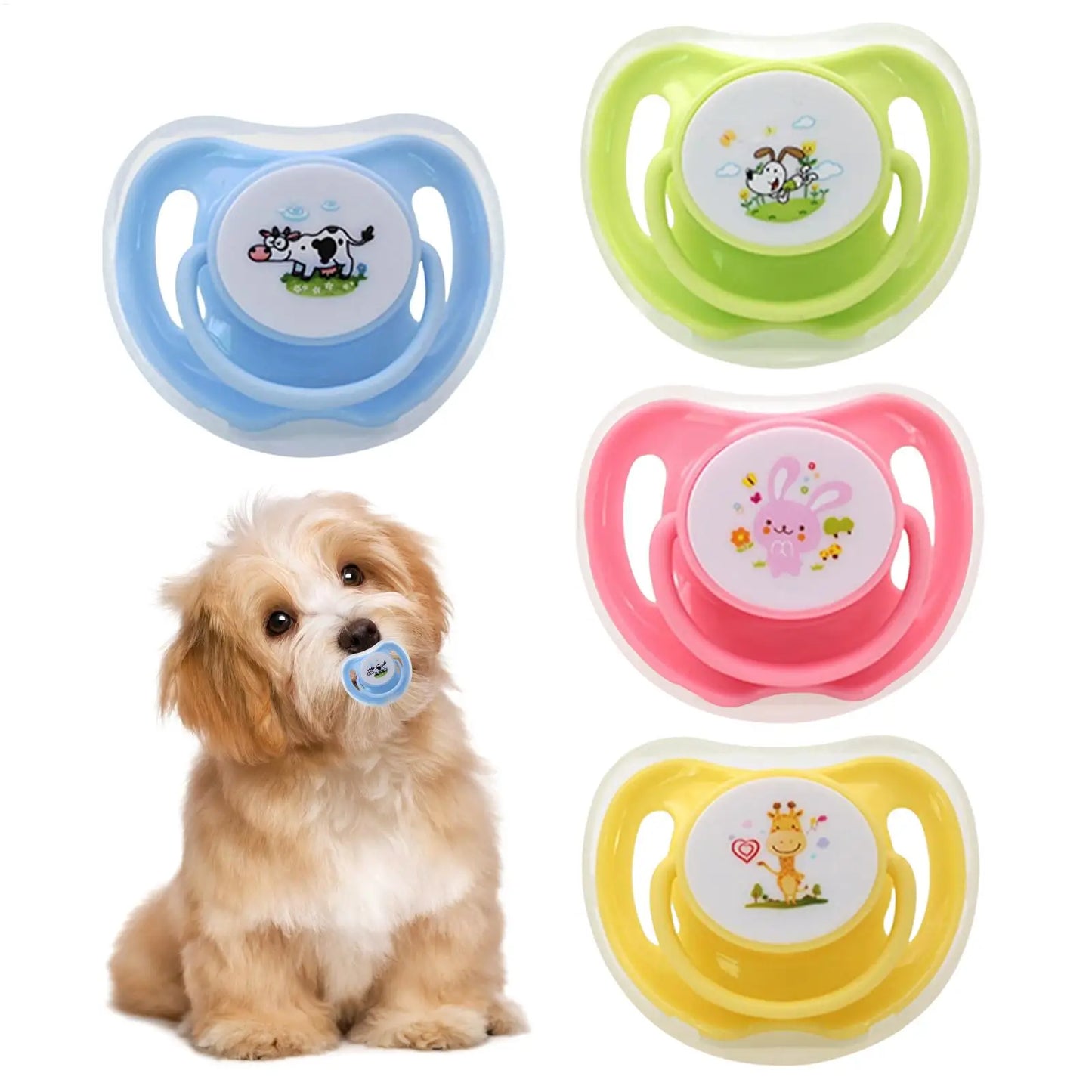 4-Pack Silicone Butterfly Pacifier for Kittens & Puppies + Dust Cover
