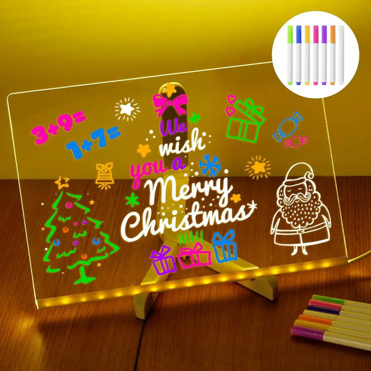 LED Light-Up Acrylic Message Board – 7 Color Pens, Kids & Adults Peaceful Pleasures Health and Wellness