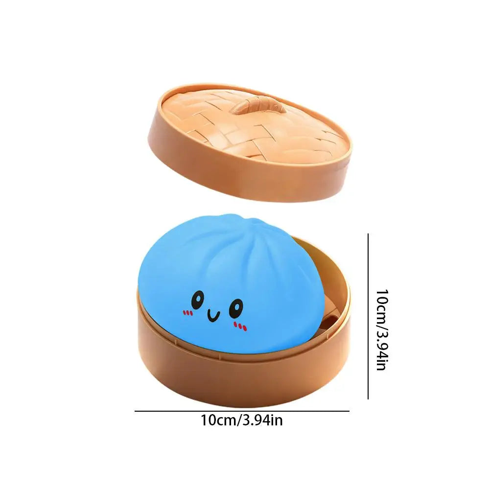 Giant Dumpling Squeeze Fidget Toy with Bamboo Steamer Box