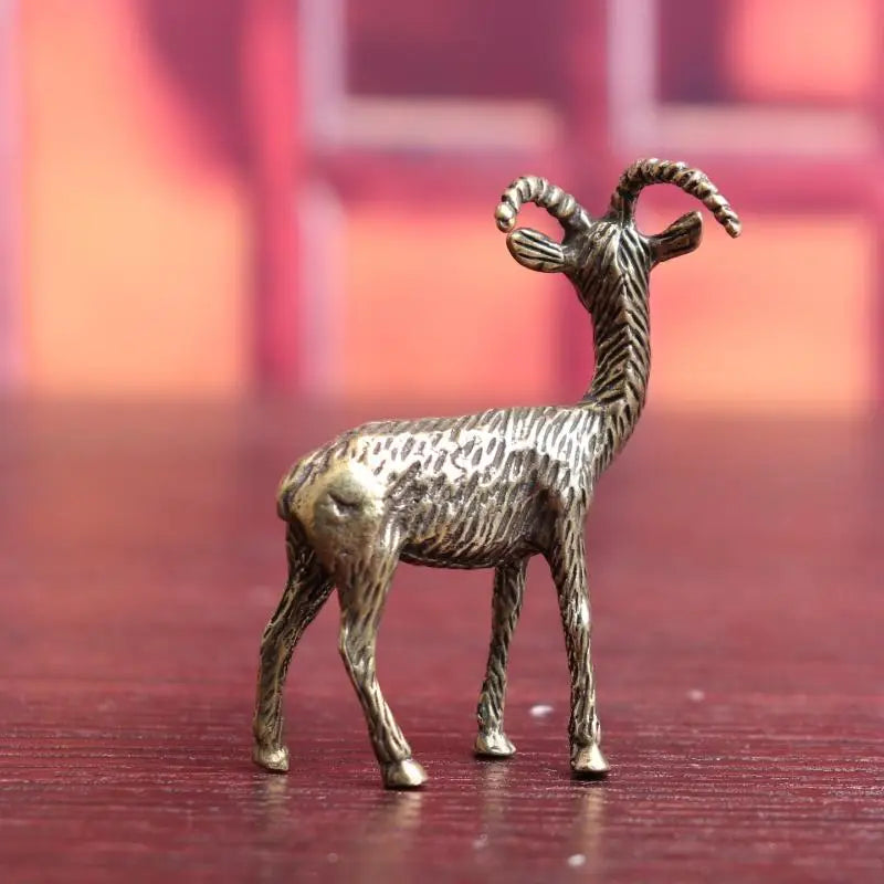 Retro Brass Goat Statue | Handmade Home Decor & Tea Pet Brass Figurine Peaceful Pleasures Health and Wellness onesize