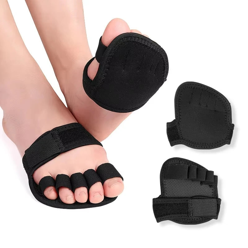 1 Pair Adjustable 5 Finger Half Palm Forefoot Cushion Thumb Toe Eversion Overlapping Hammer Shaped Toe Splitter Foot Care Tools Peaceful Pleasures Health and Wellness Black S 2pairs