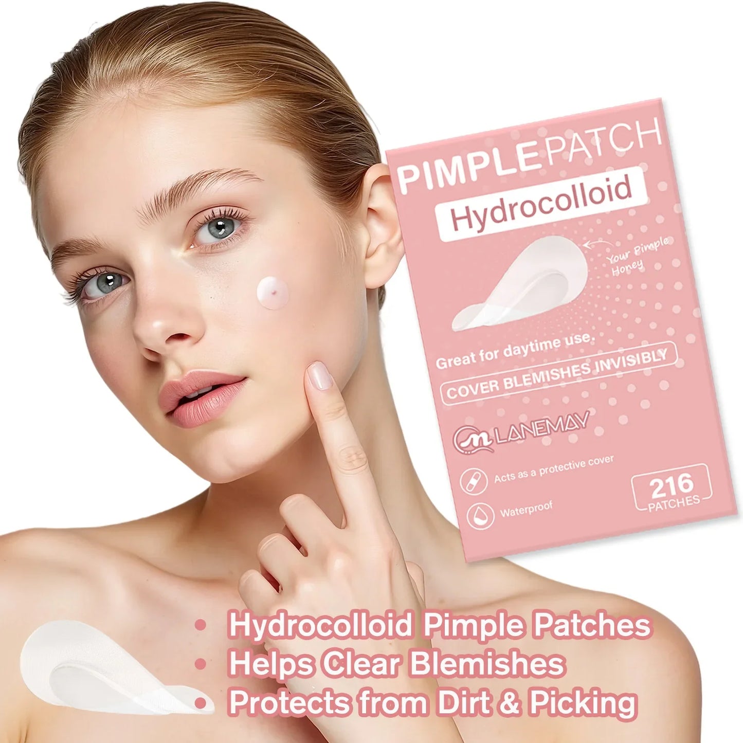 Hydrocolloid Acne Patches – 96-Count Invisible Spot Treatment