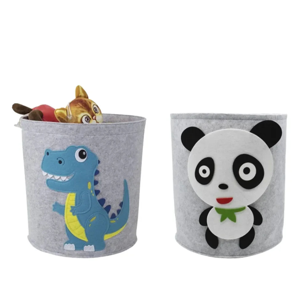 Felt Cartoon Toy Storage Basket – Kids Nursery Hamper Organizer