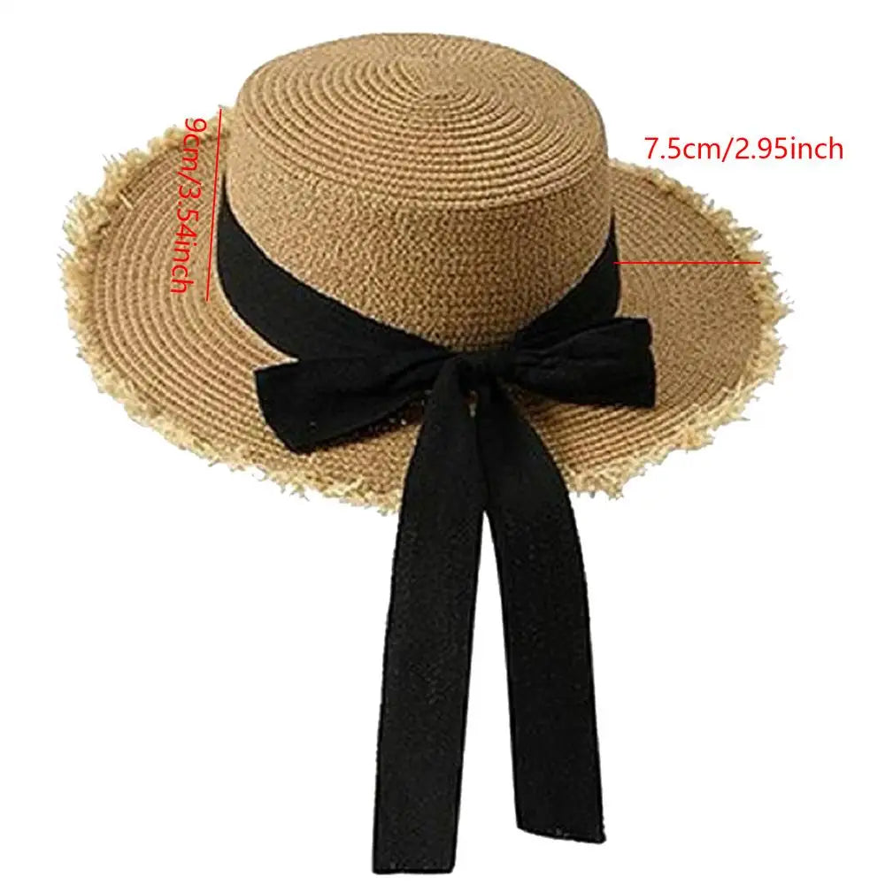 Wide Brim Raffia Straw Sun Hat – Breathable Beach Panama Hat