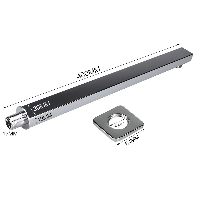 40cm Shower Extension Arm 304 Stainless Steel Wall Mounted Silver Polished Extra Arm Bathroom Bracket Bar For Rain Shower Head Peaceful Pleasures Health and Wellness