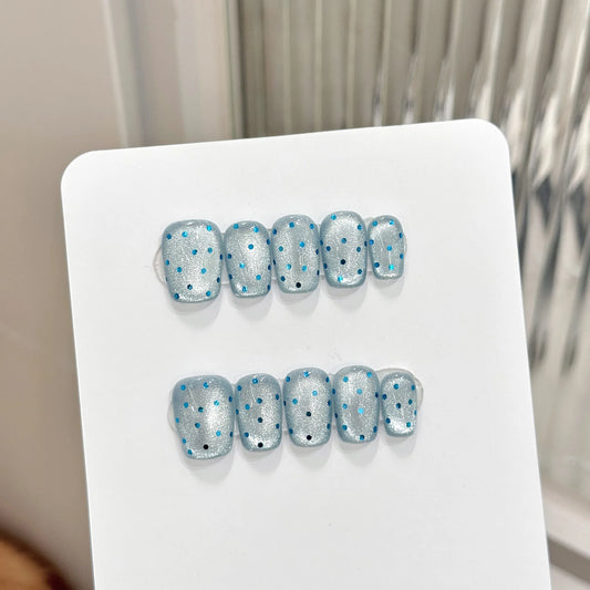 Cat Eye Press On Nails Glitter Dot Short False Nails 10pcs Press On Nails Peaceful Pleasures Health and Wellness L