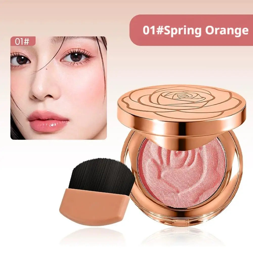3-in-1 Multifunctional Blush Plate Enhance Complexion Lasting Brightening Monochrome Rose Professional Shiny Matte Blush Palette Peaceful Pleasures Health and Wellness