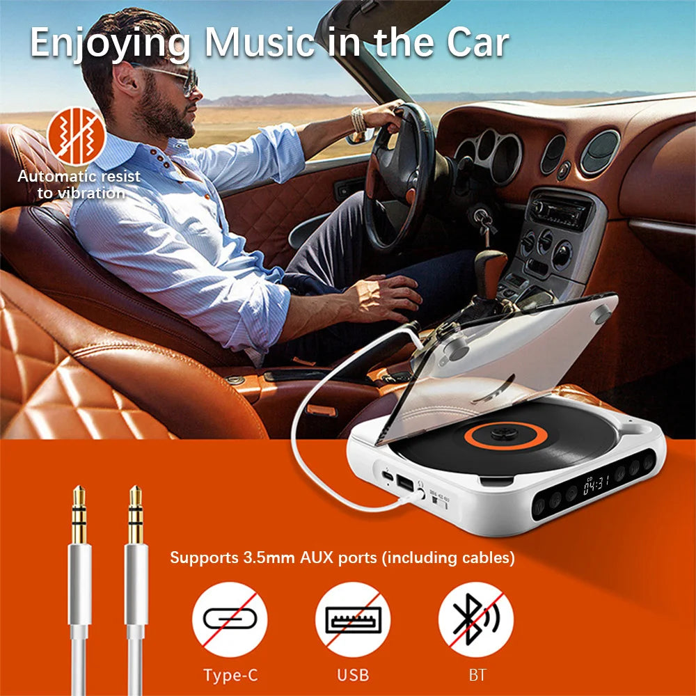 CD Player Portable BT Music Runner Dustproof Cover 6 Modes A-b Repeat
