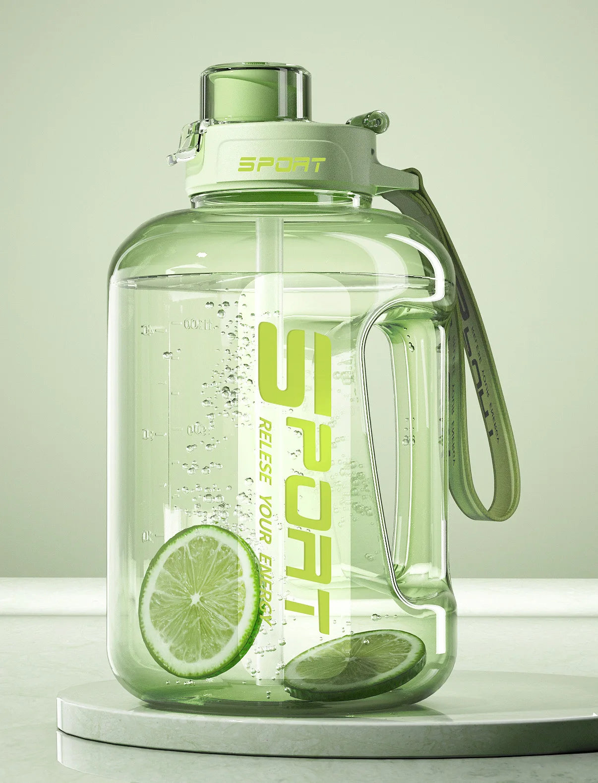 Extra Large 1700ml Sports Straw Water Bottle – BPA-Free Sports Water Bottle Peaceful Pleasures Health and Wellness army green