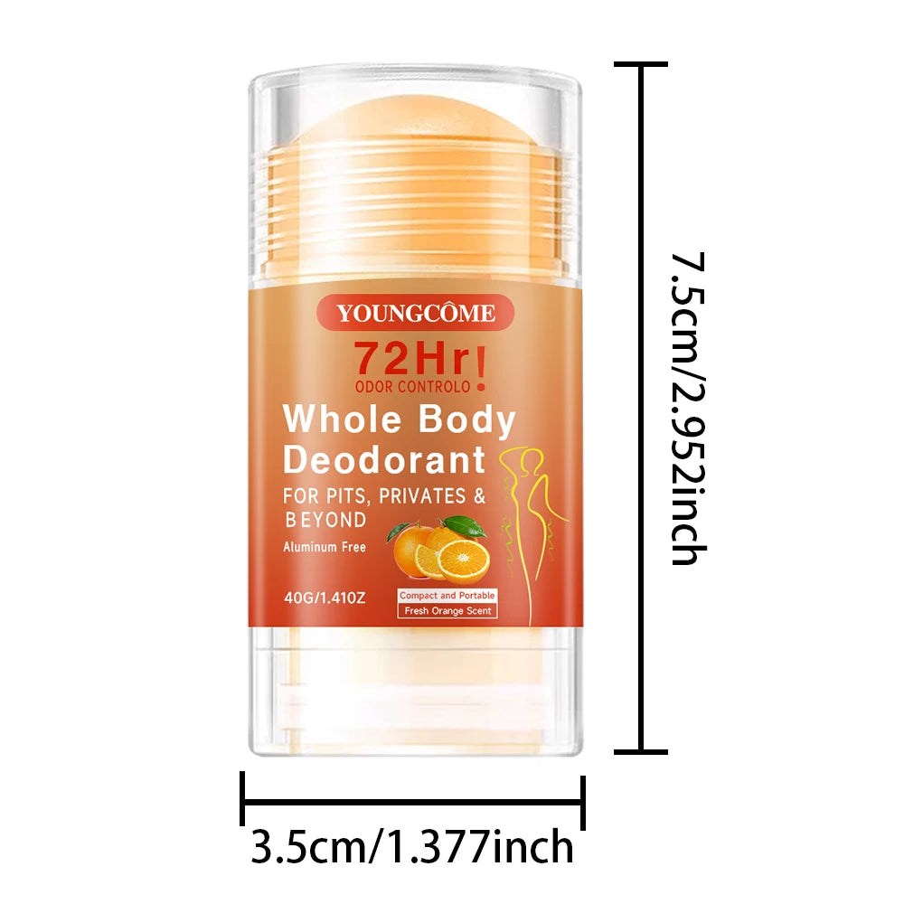 72 Hours Whole Body Deodorant Stick Anti Sweating Keep Drying Lasting Fragrance Remove Armpit Odor Underarm Refresh Sticks Peaceful Pleasures Health and Wellness 1PCS