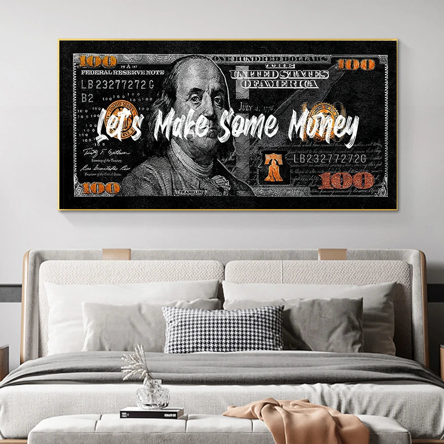 Modern Pop Hundred Dollar Posters and Prints Inspirational Dollar Bill Pop Wall arts Canvas Painting for Living Room No Frame Peaceful Pleasures Health and Wellness