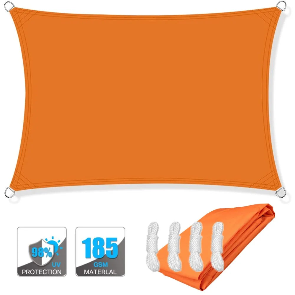4x2/3/5/6M Rectangular Sun Sail Waterproof Sun Shelter Weather Protection Canopy UV Protection for Patio Balcony Garden Awning Peaceful Pleasures Health and Wellness Orange 2Mx2M