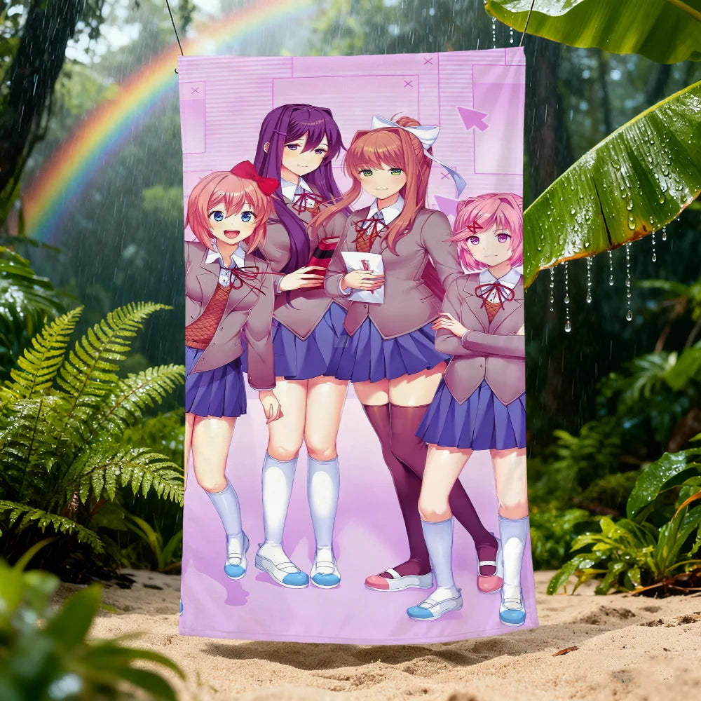 D-Doki Anime Club Quick-Dry Beach Towel | Soft Pool Towel Gift Quick-Dry Beach Towel Peaceful Pleasures Health and Wellness