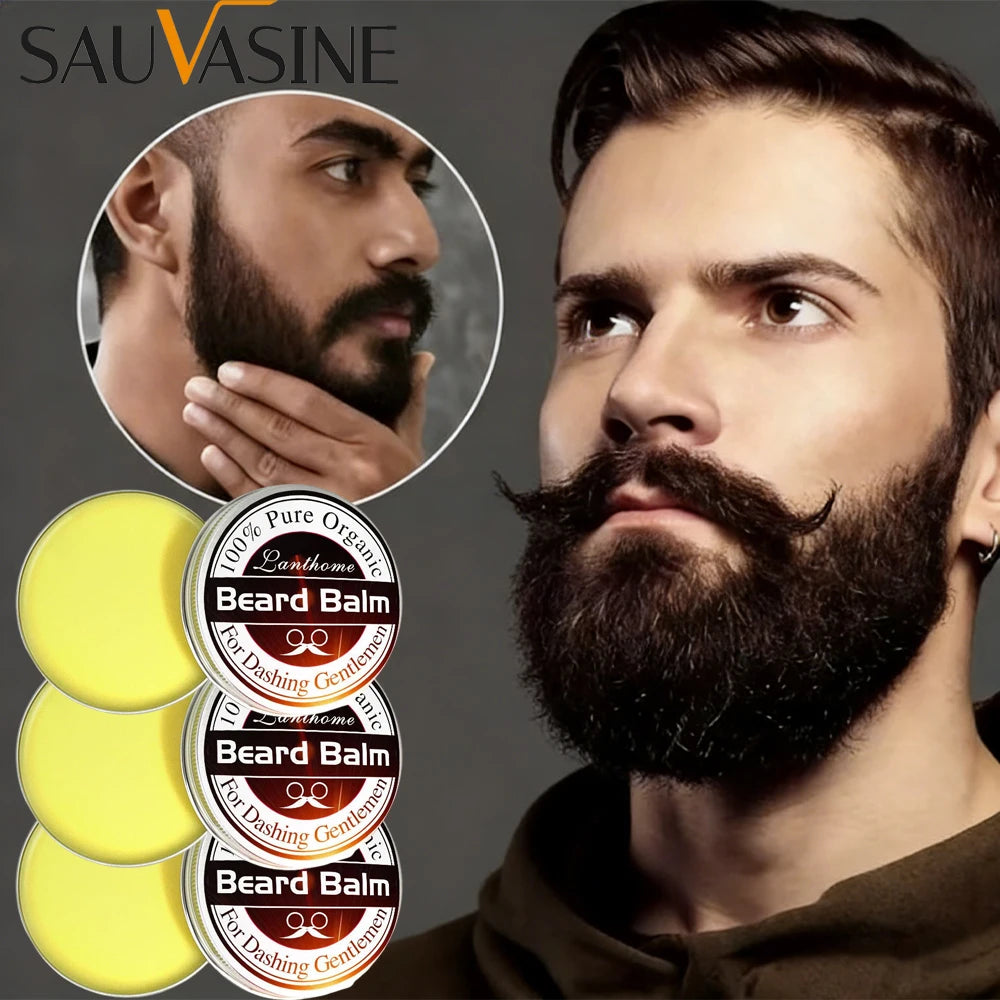 3PCS Natural Beard Balm Wax Beard Growth Balm for Men Moisturizing Smoothing Beard Styling Professional Care Cream Skin Care Peaceful Pleasures Health and Wellness Default Title
